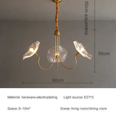 lampe suspendue moderne or rose ampoules led fleurs stylisées élégante vitrail translucide interrupteur tactile