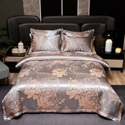 Parure de lit en satin jacquard de luxe, confortable et respectueuse de la peau pour une chambre élégante