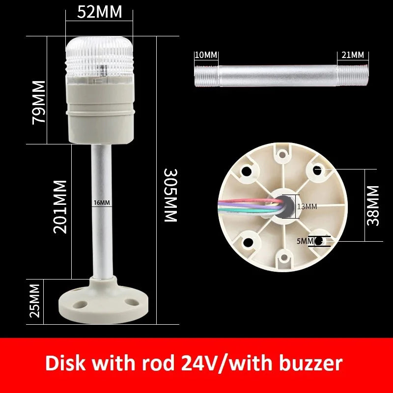 lampe led rouge verte jaune adhésive buzzer flashing 12v 24v transparente moderne