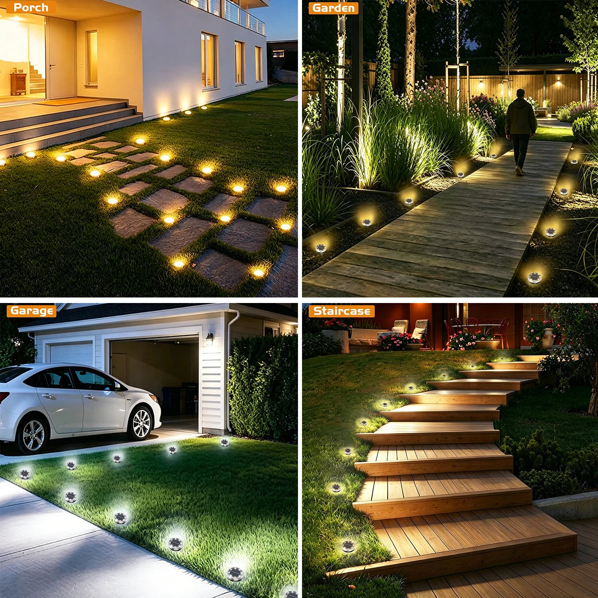 lampe solaire led diodes ip65 étanche acier inoxydable spikes moderne jardin extérieur
