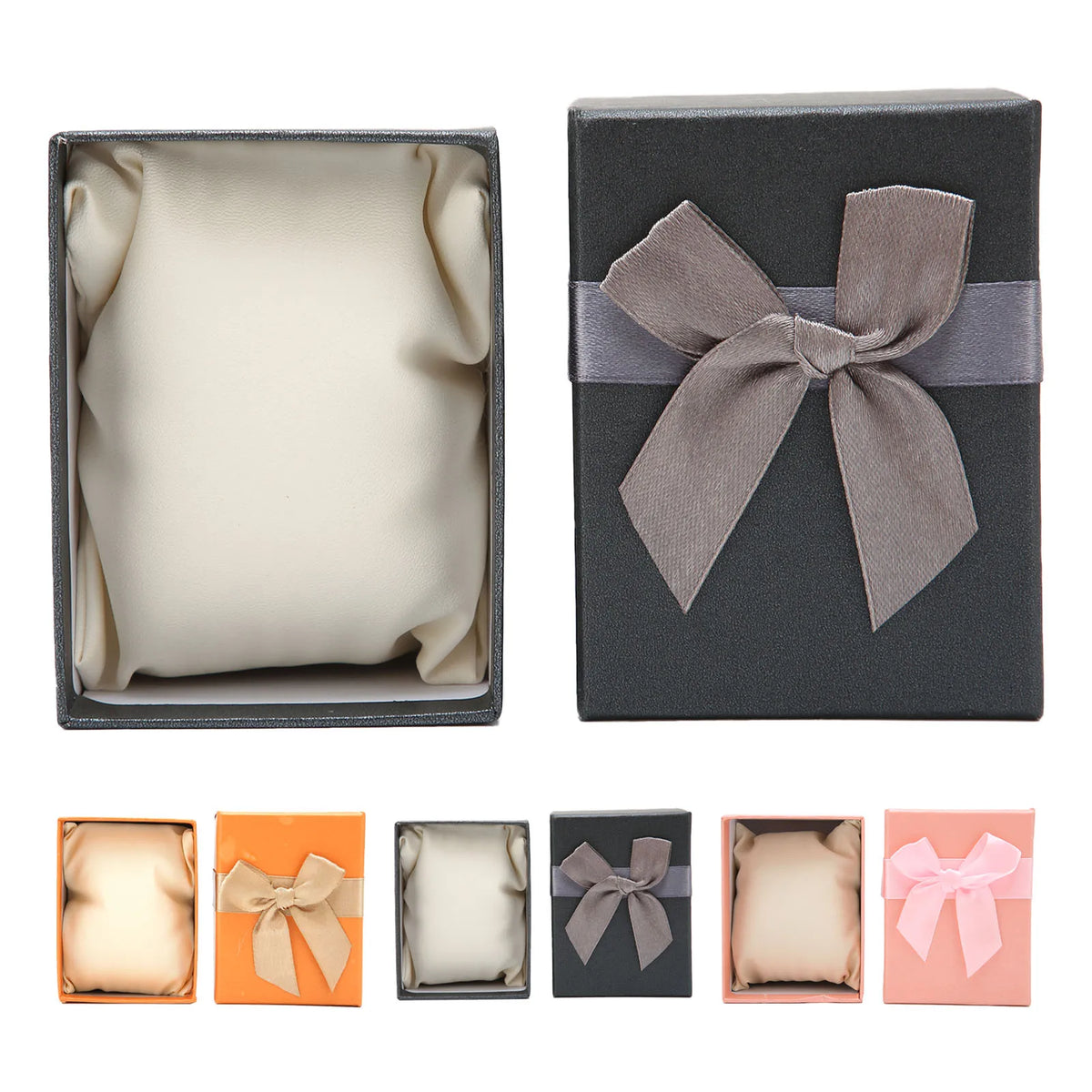 boîtes cadeau classiques orange noir rose soie beige ruban montres bracelets occasionnels spéciales