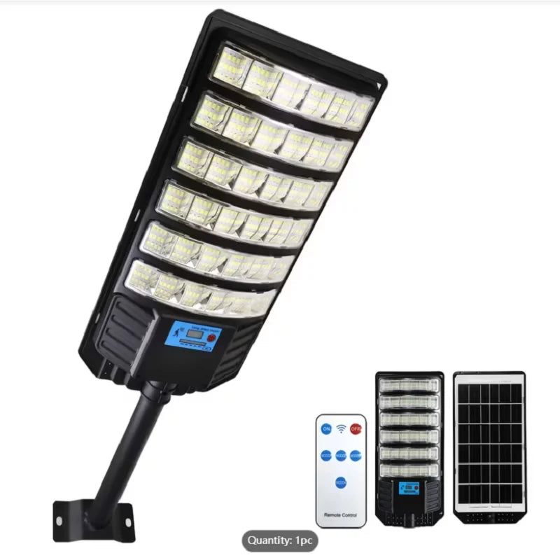 lampe solaire rue moderne noire ip67 led étanche sécurité extérieure télécommande