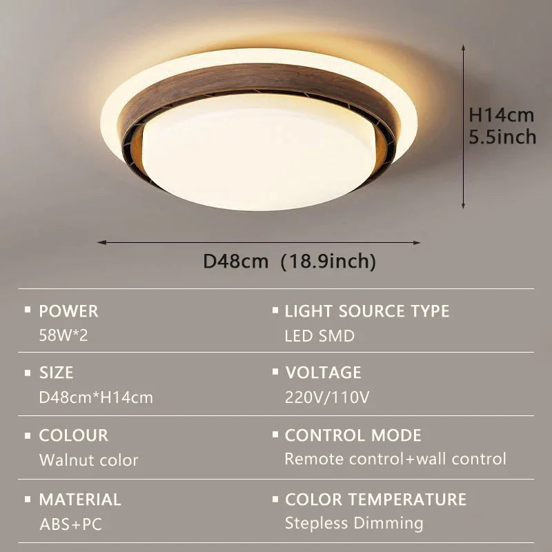 lampe ventilateur sans pales invisible télécommande led moderne blanc brun noyer imitation bois fixations