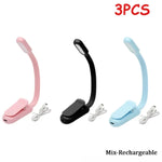lampe lecture rechargeable rose bleu noir pince usb ajustable brightness moderne compact