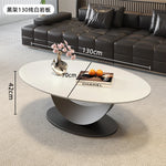 table basse ovale moderne blanche effet marbre gris salon meuble bois luxe