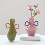 vases modernes rose vert olive mat opaques poignée serpents décoration table hydroponie