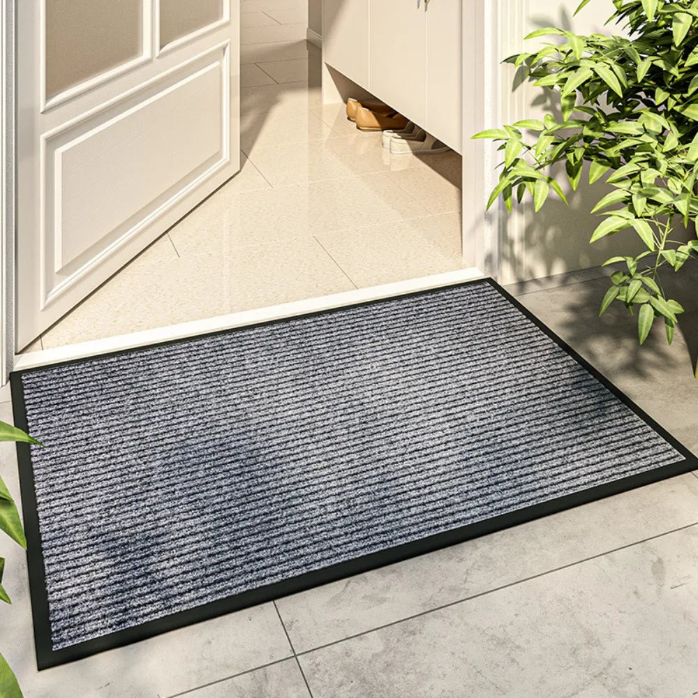 tapis sol antidérapant gris marron noir texturé stries verticales moderne minimaliste PVC non slip