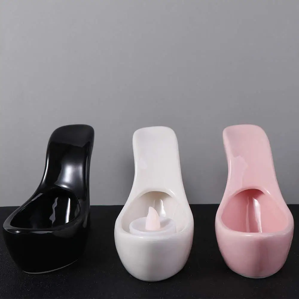 pots plantes forme chaussures talons noir blanc rose émail moderne décoratif led succulente