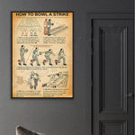affiche bowling guide débutants illustration vintage texte explicatif toile rectangle vertical