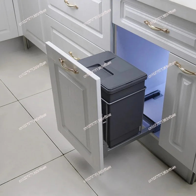 poubelle cuisine acier inoxydable gris moderne fixation rangement intégré tri odorant