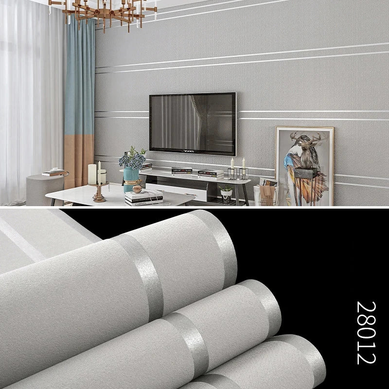 papier peint moderne rayures dorées résistant l'eau sans formaldéhyde gris bleu marron cuisine chambre