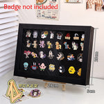 présentoir porte badges acrylique réutilisable contemporain bois marron noir clips badges