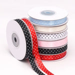 ruban polyester largeur 10mm pois blancs noir blanc rouge bleu clair unique opacité décoration