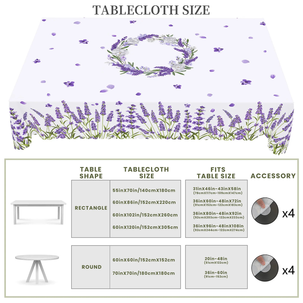 nappe fleur lavande motif floral table imperméable usage extérieur printemps mariage décoration classique violet