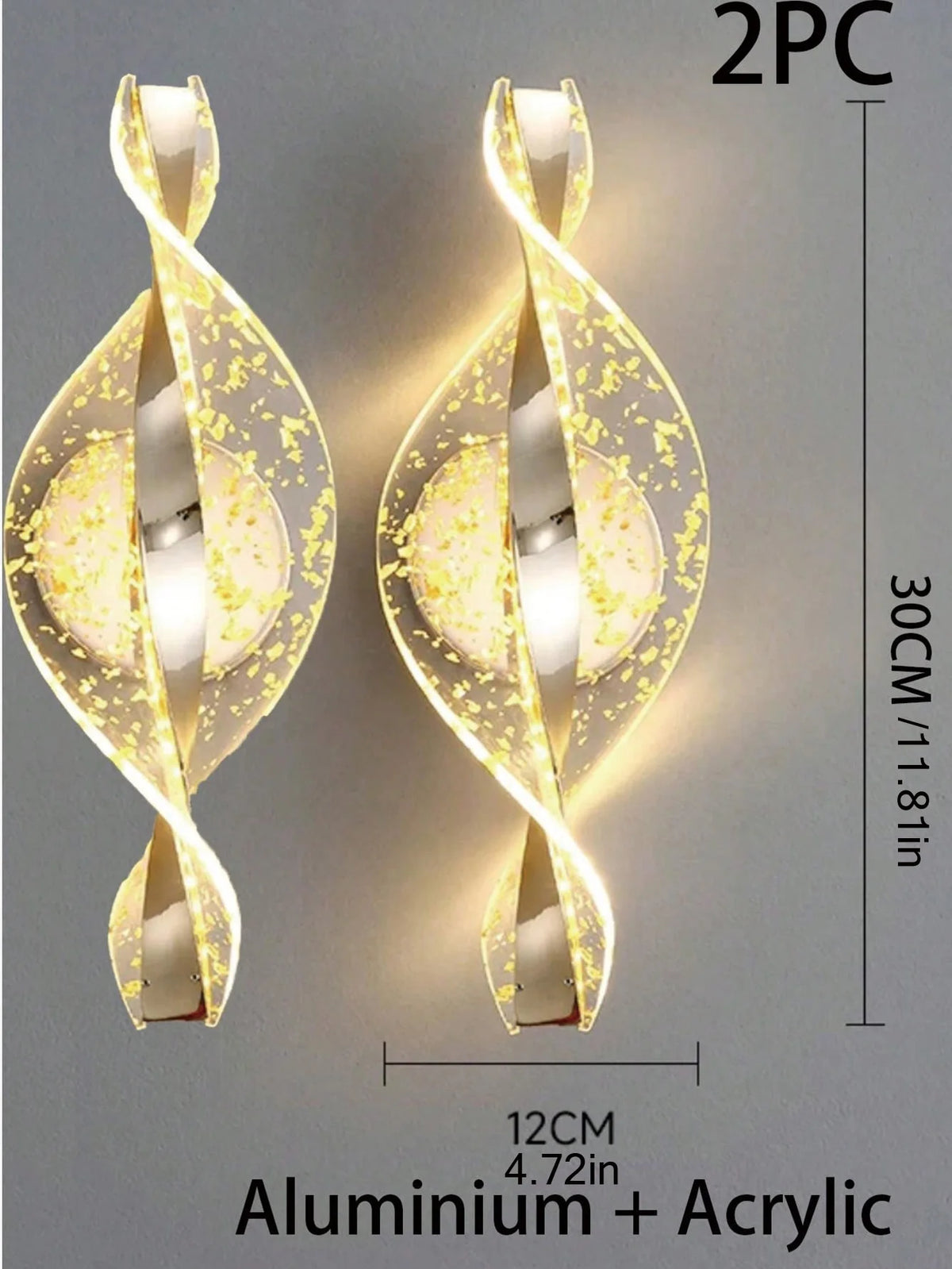 applique murale led moderne or brillante élégante chambre cuisine ondulé éclairage ambiant fixée mur