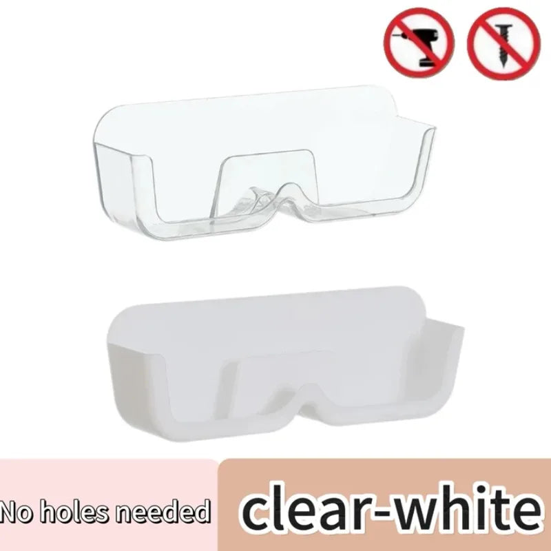 porte lunettes mural adhésif transparent blanc gris moderne rangement anti pression chevet soleil