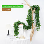 guirlande artificielle feuilles vertes naturelles intérieur décoration maison mariage anniversaire 2.1m 72 feuilles