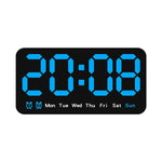 horloge murale numérique réveil double alarme calendrier led moderne noire blanche rose bleu verte