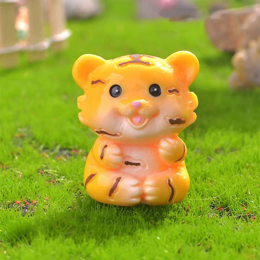 figurines animaux zodiaque résine finition mat cartoon mignon couleurs vives yeux noirs sourire rose