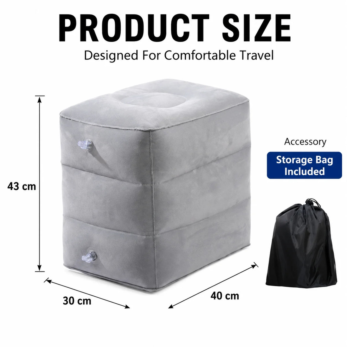 coussin gonflable velours gris clair confortable sac rangement voyage adulte