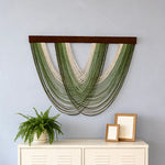 rideau macramé boho moderne franges vert blanc marron bleu gris salon