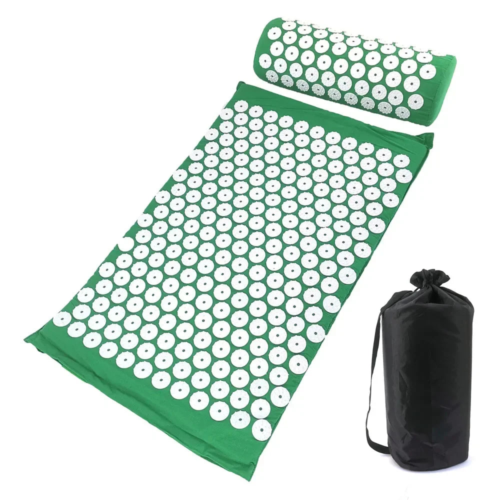 tapis massage acupuncturé violet bleu marine vert rondelles blanches moderne sac rangement