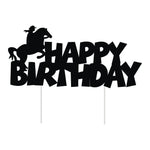décoration gâteau happy birthday chevaux thème western rouge doré anniversaire enfant festive