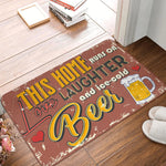 paillasson porte entrée humour bière tapis sol extérieur orange beige marron vintage