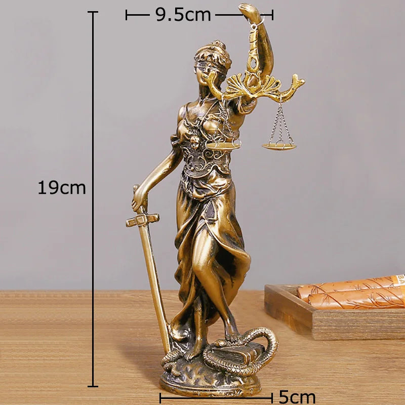 statue justice résine bronze doré décoration classique balance épée livre moderne chambre