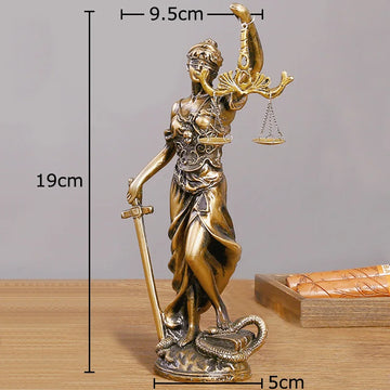statue justice résine bronze doré décoration classique balance épée livre moderne chambre