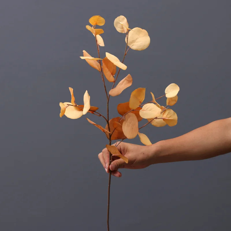 décoration intérieure branche artificielle feuilles ovales multicolore naturelle extérieur automne verte rose bleue orangée