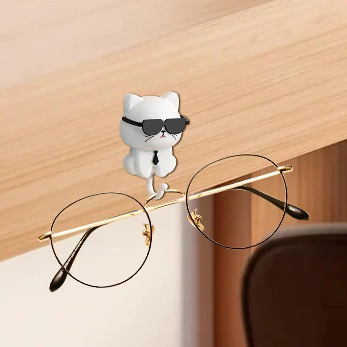 chat mignon lunettes soleil porte sacs clés décoration moderne adhésif noir blancintérieur