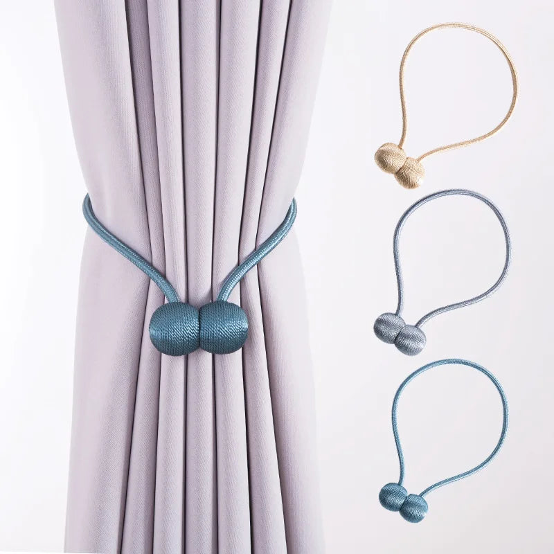 boucles rideaux moderne aimant puissant tissé opacité bleu rose marron attachement chambre salon cuisine