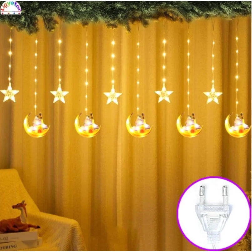 guirlande lumineuse multicolore mosaïque étoiles lunes mosquée décoration aïd intérieur extérieur