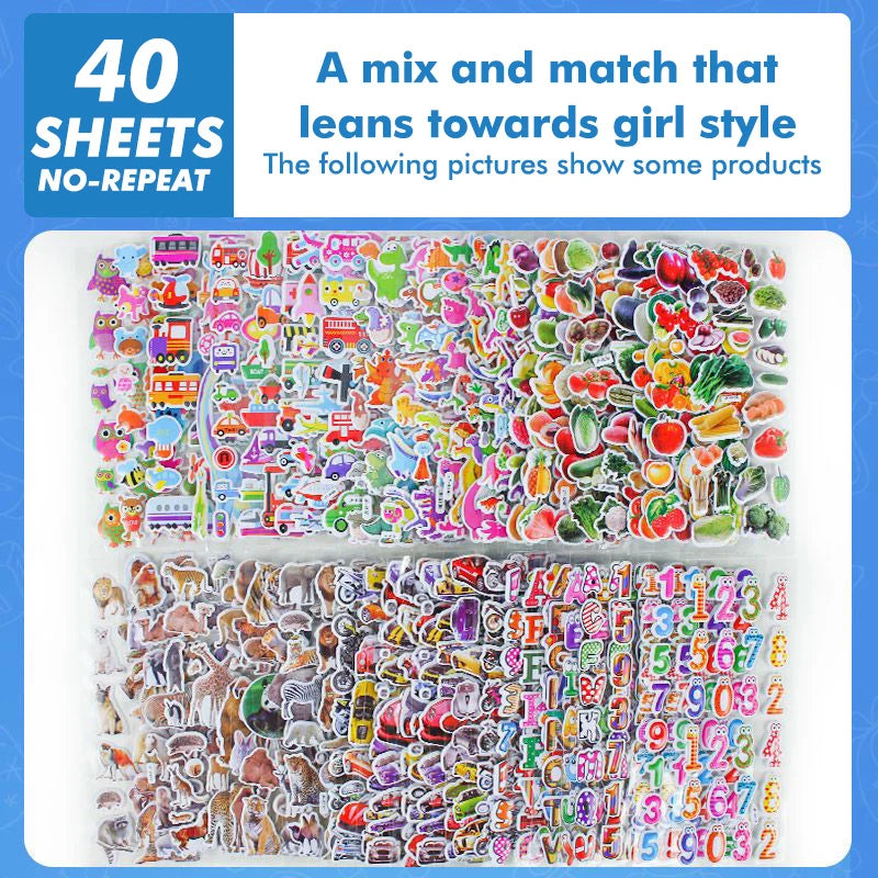 sticker 3d multicolore animaux chiffres véhicules adhésif scrapbooking artisanat enseignement récompense élèves activités