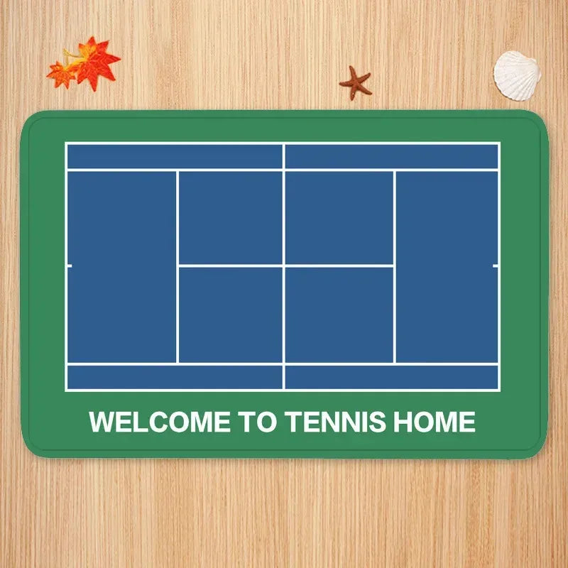 tapis sol moderne terrain tennis bleu vert orange antidérapant polyester coton 40x60cm 50x80cm