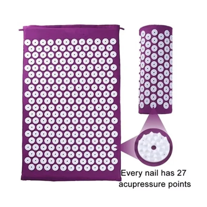 tapis massage acupression points blancs violet coussin cervical moderne ergonomique adhésif yoga fitness