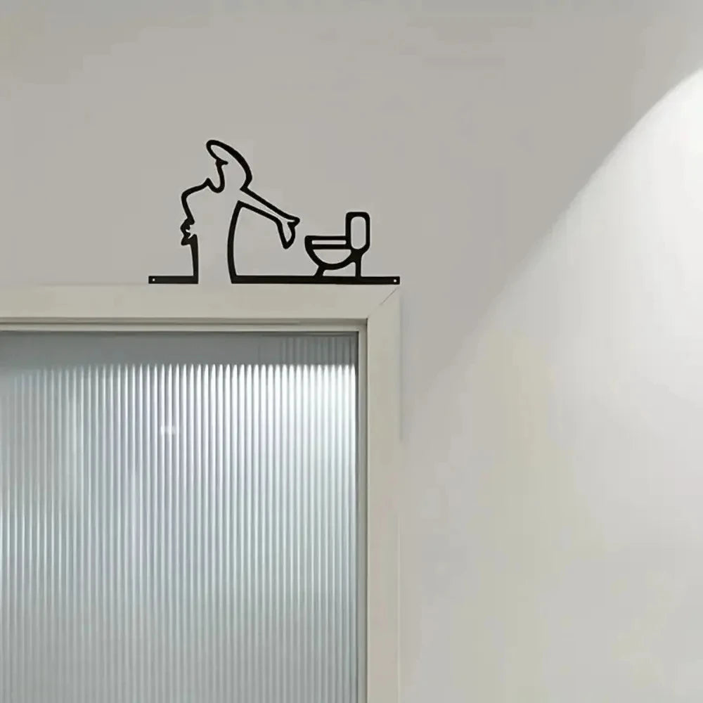 autocollant mural noir wc minimaliste adhésif maison salle bain décoration personnage nettoyage simple moderne