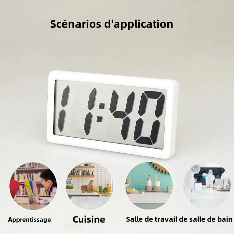 horloge numérique moderne minimaliste blanc noir affichage led piles ag10 incluses
