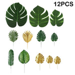 feuilles artificielles vert doré feuilles tropicales moderne extérieur décoration anniversaire mariage baby shower piquet