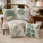 taies d'oreiller décoratives feuilles tropicales minimaliste moderne polyester beige vert 40x40cm 45x45cm 50x50cm 60x60cm