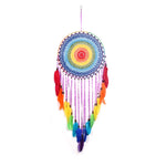 attrape rêves bohème multicolore plumes crocheté tringle décoration chambre salon