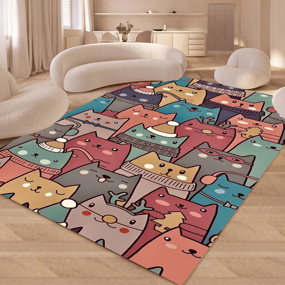 tapis moderne chatons mignons multicolore expression différente salon chambre décoration polyester polypropylène