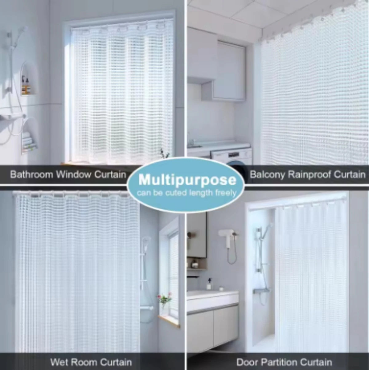 rideau douche moderne éva texturé géométrique blanc bleu vert violet anneaux