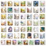 sticker floral paysage saisonnel aquarelle rustique adhésif opaque carnet téléphone portable vintage
