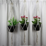 support plante suspendue macramé blanc fait main décoration jardin intérieur boho corde coton
