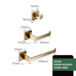 accessoires salle bain doré moderne minimaliste double étagère porte serviettes porte papier toilette brush