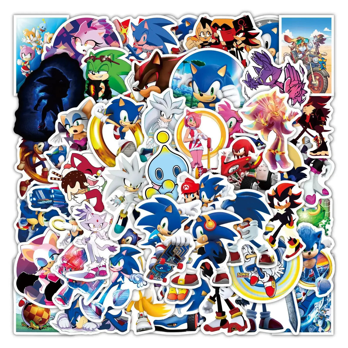 autocollant mural 3d sonic hérisson amis stickers deco chambre enfant pvc bleu