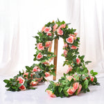 guirlande artificielle roses vigne feuilles vertes extérieur mariage anniversaire décoration romantique 220cm