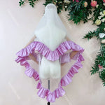 voile mariée blanc rose violet classique élégant volants polyester deux couches translucide